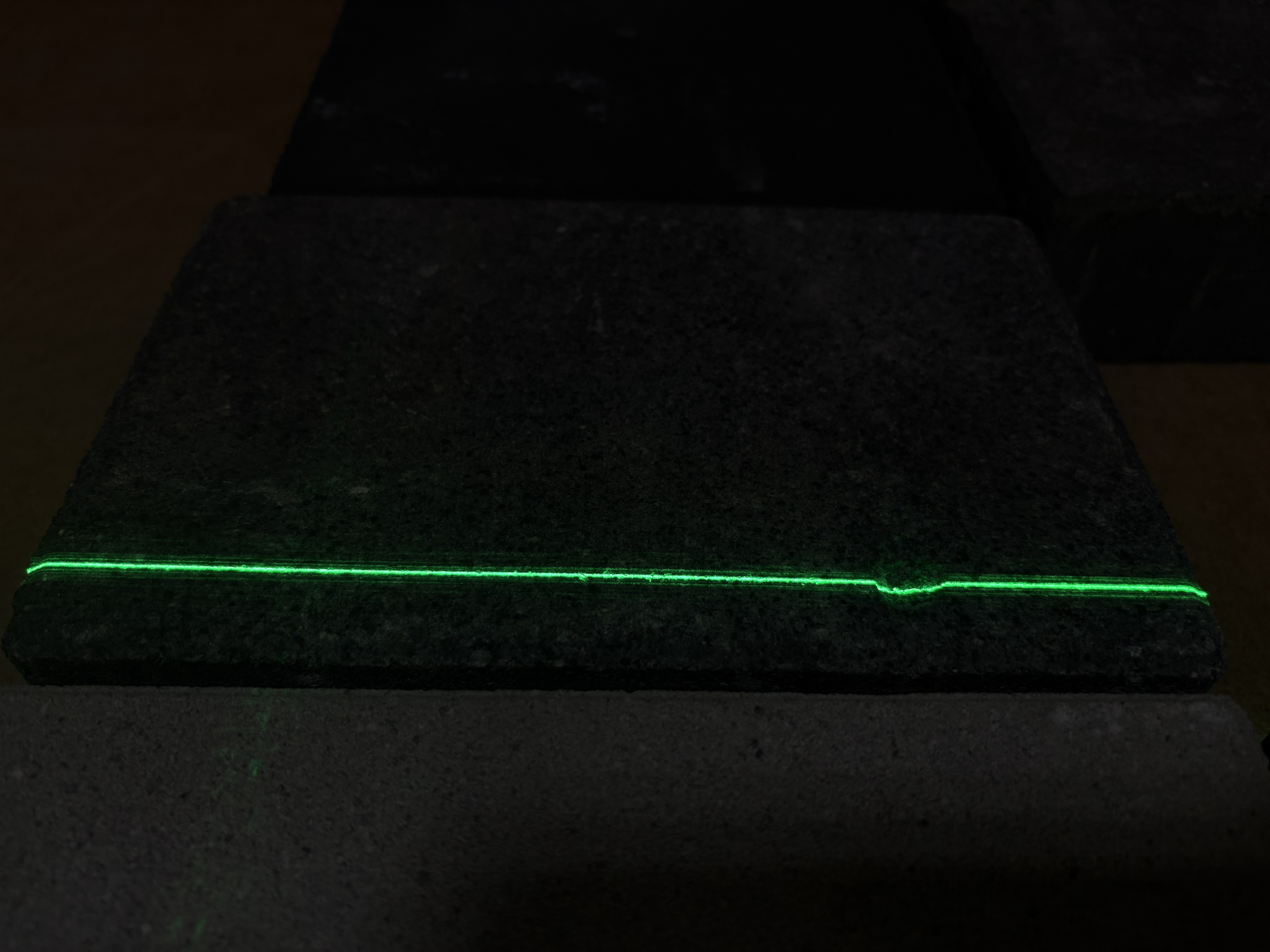 Laser line observed at a 45-degree angle